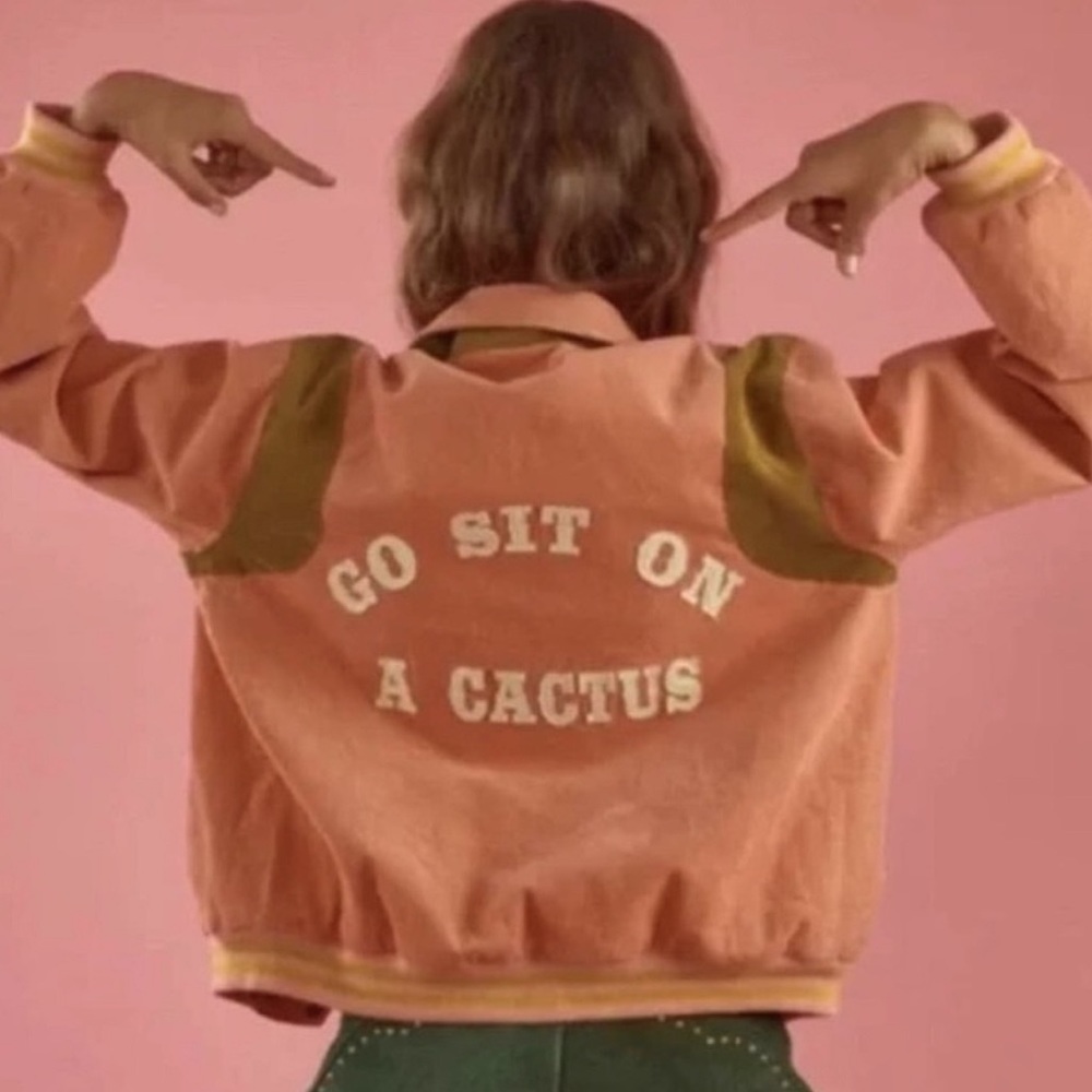 Women's Pink Bomber Jacket with Slogan